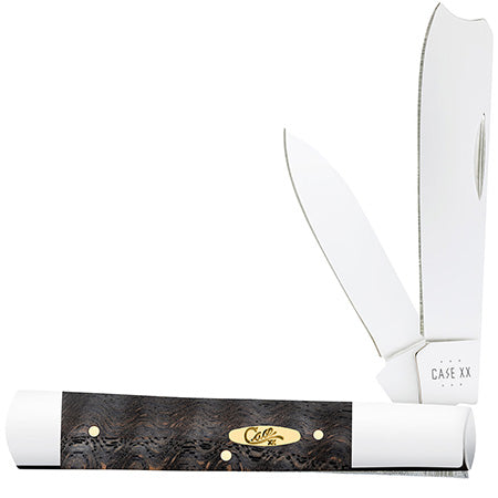 Case Razor Folding Knife - Black Curly Oak Wood - 14006