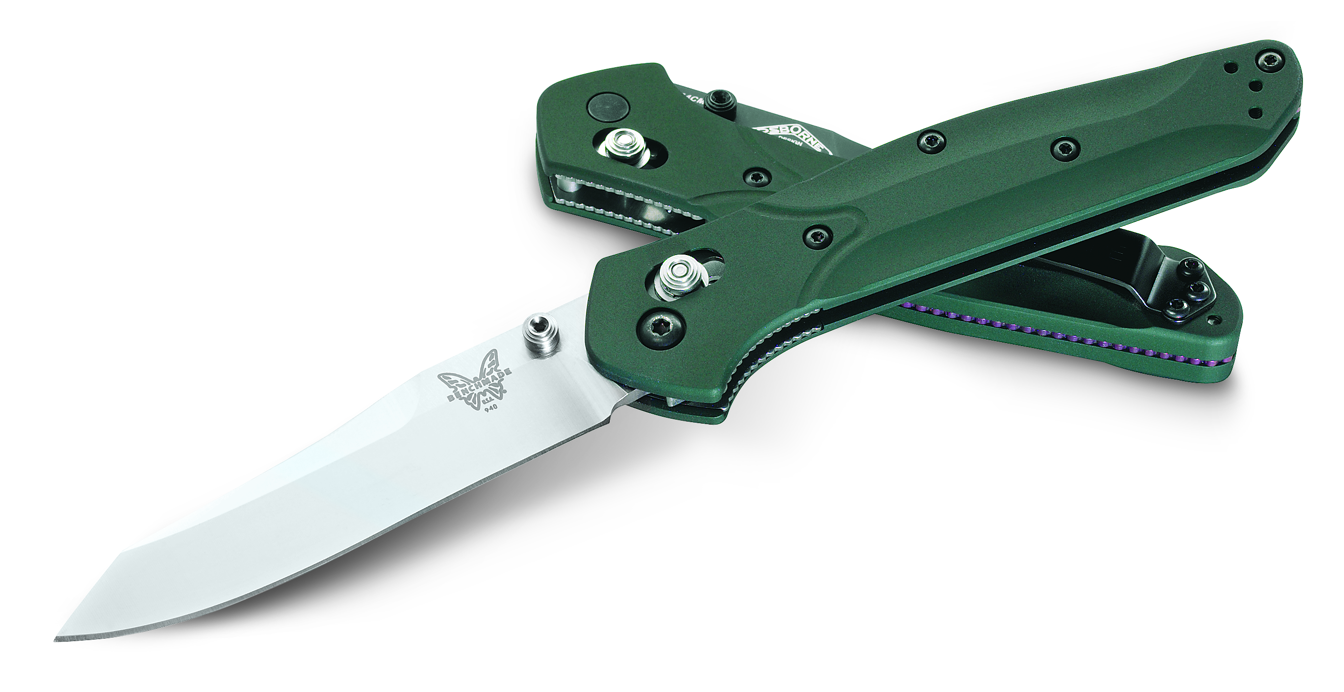 Benchmade 940 Osborne - Green Aluminum Handle - Plain Blade | St