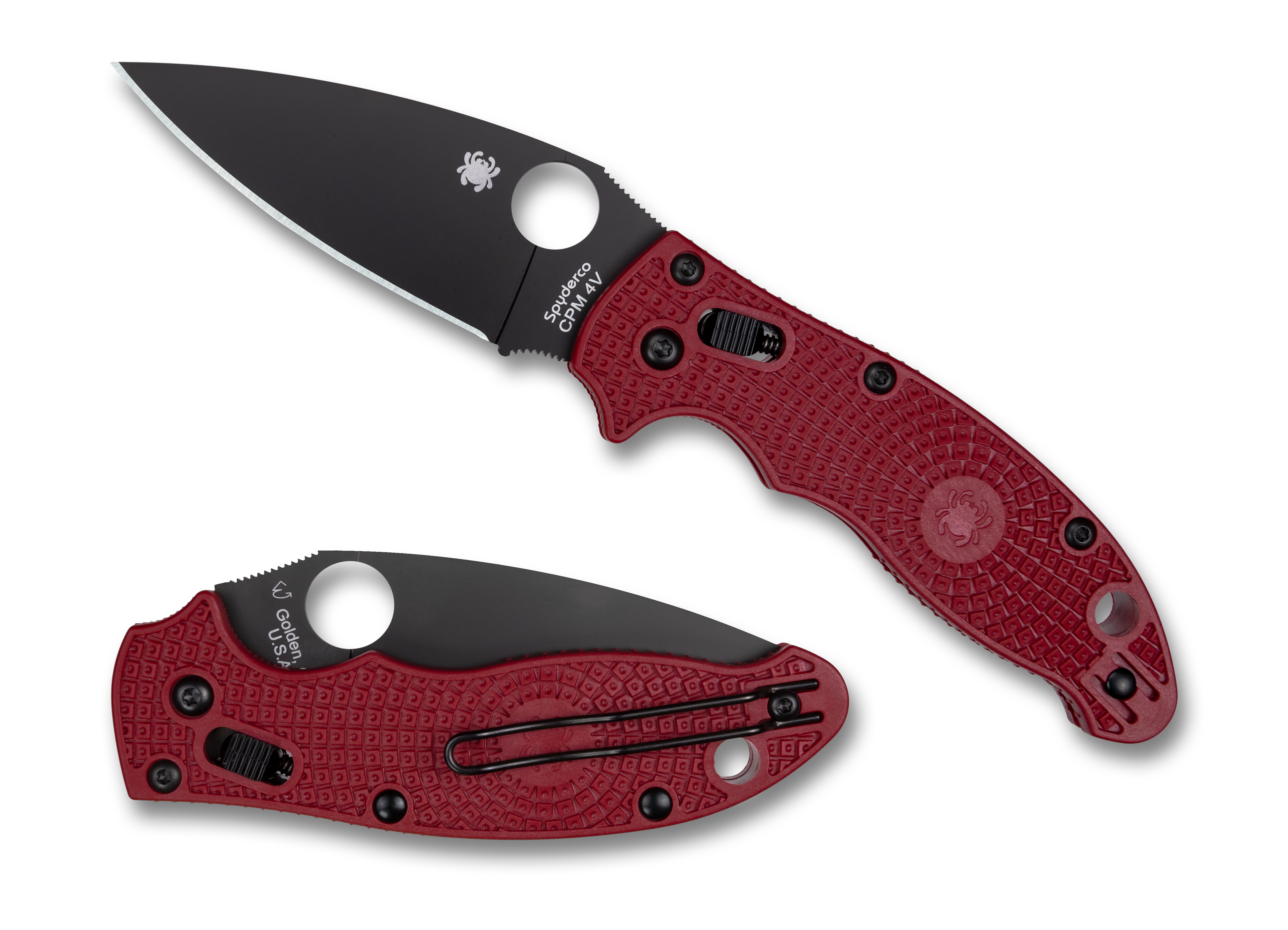 Spyderco Manix 2 Lightweight - Red FRN - Black CPM-4V Blade - St. Nick's Knives Exclusive - C101PRDBK2