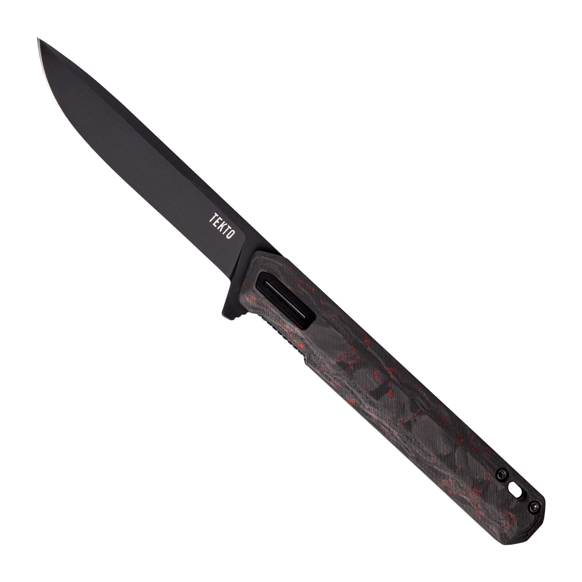 Tekto Knives F2 Bravo - Folding Knife - Forged Ember Carbon Fiber - Black D2 Steel Blade
