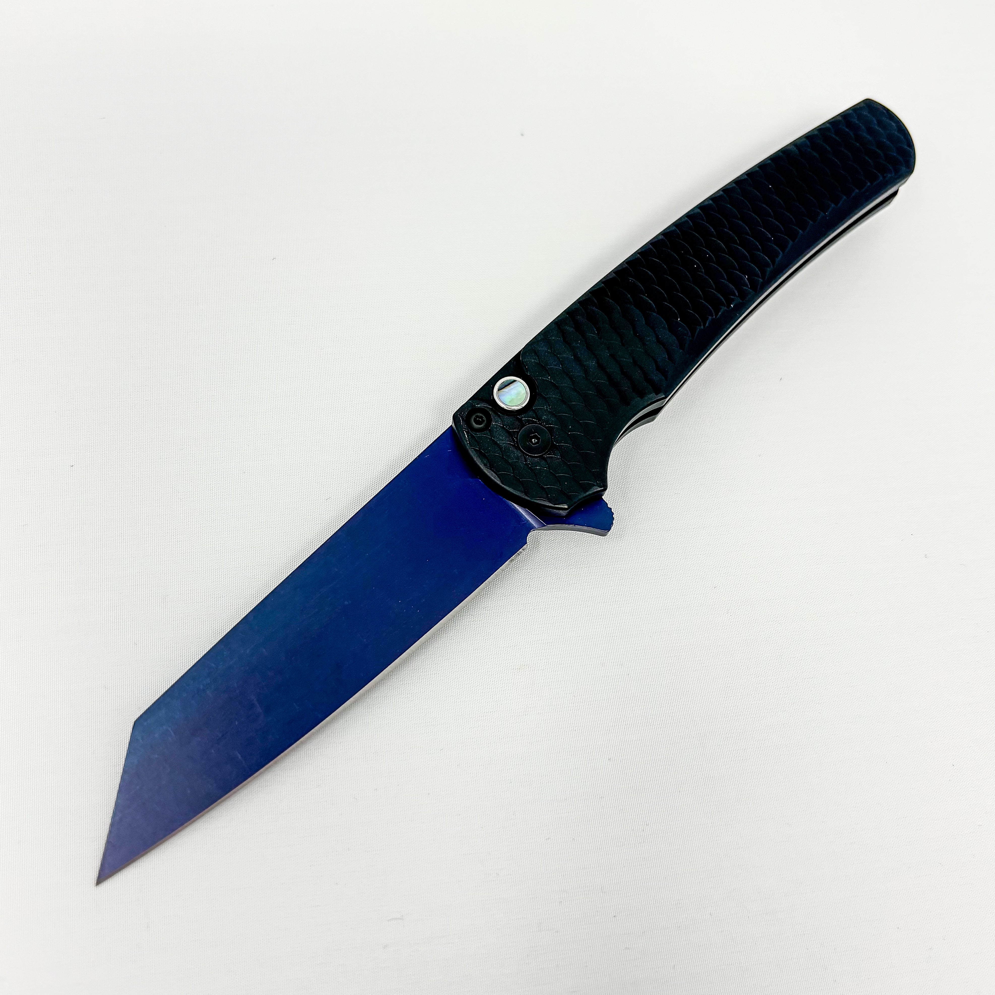 Pro-Tech Knives Malibu Flipper - Dragon Scale Handle - Sapphire Blue 20CV Blade - 5236-SB