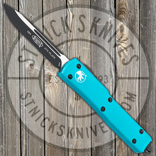 Microtech - UTX-70 - S/E - Black Blade - Black Hardware - Turquoise Chassis - 148-1TQ