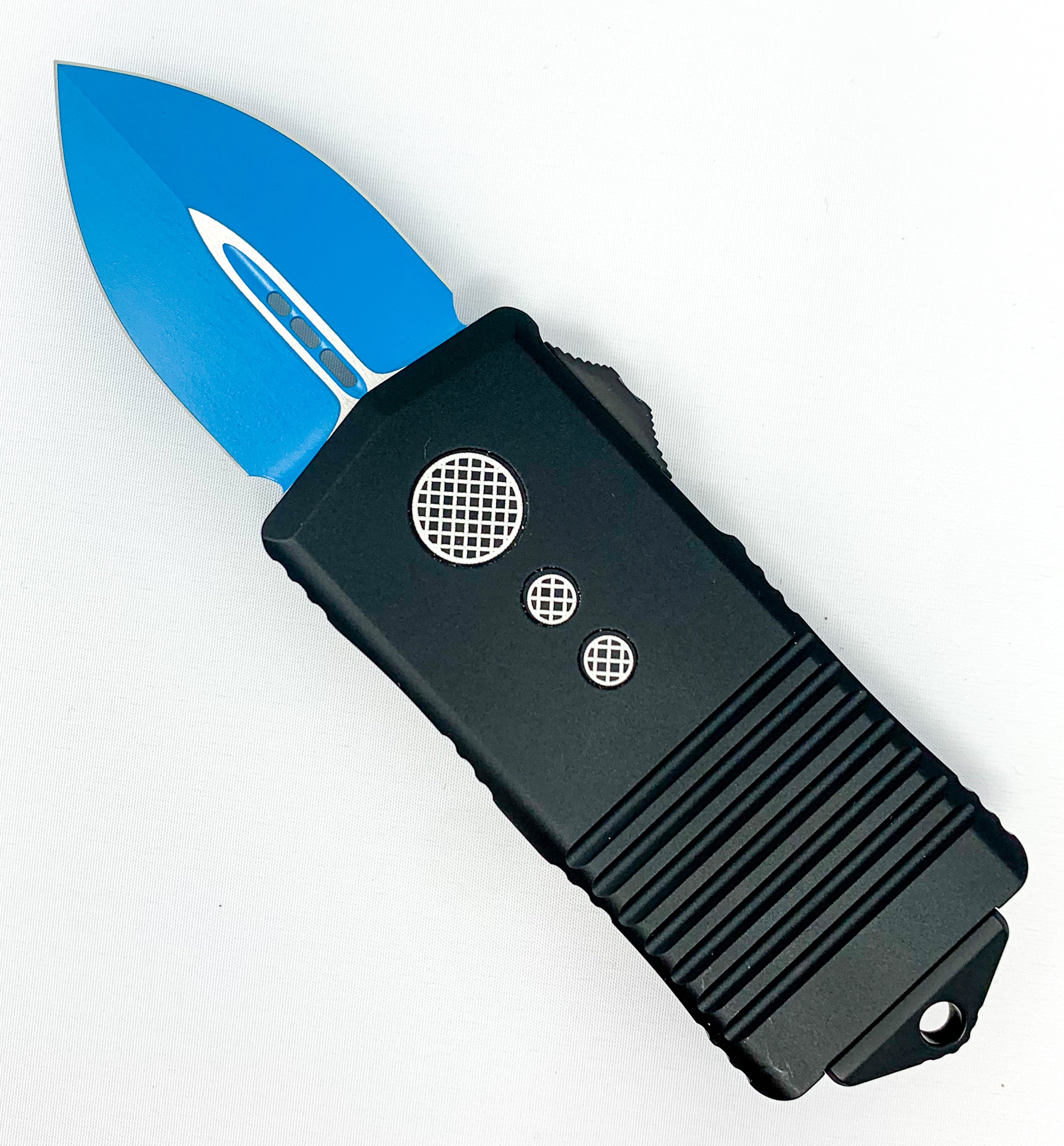 Automatic Knife, OTF, Belt Clip, Blue Anodized