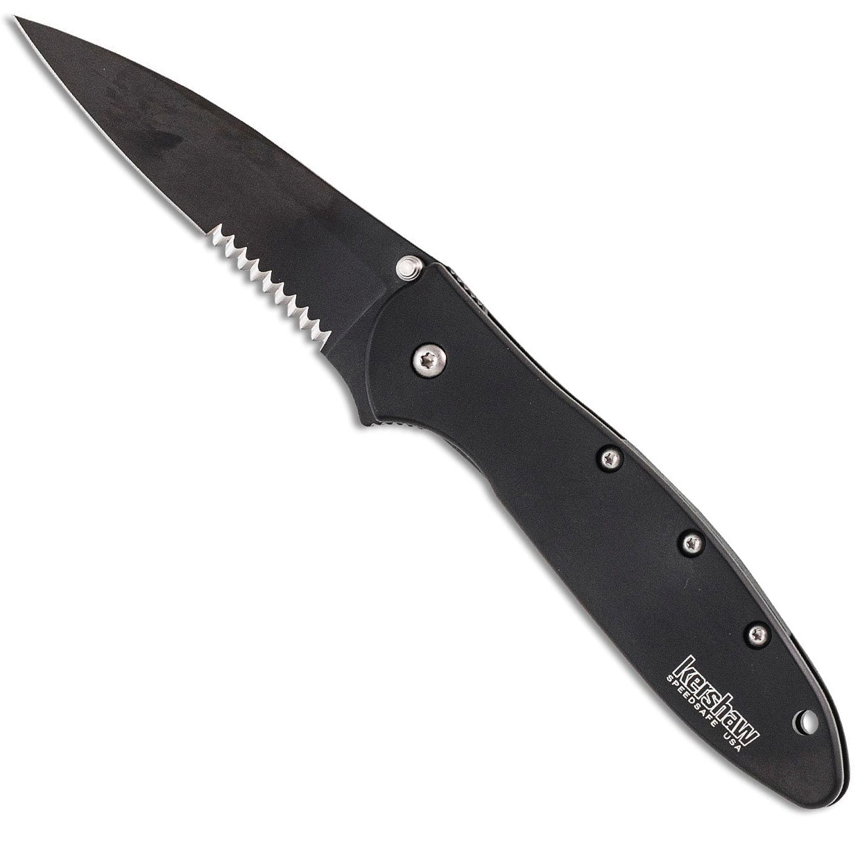 Kershaw Knives Leek - Assisted Opening - Black Handle - 14C28N Black Serrated Blade - 1660CKTST