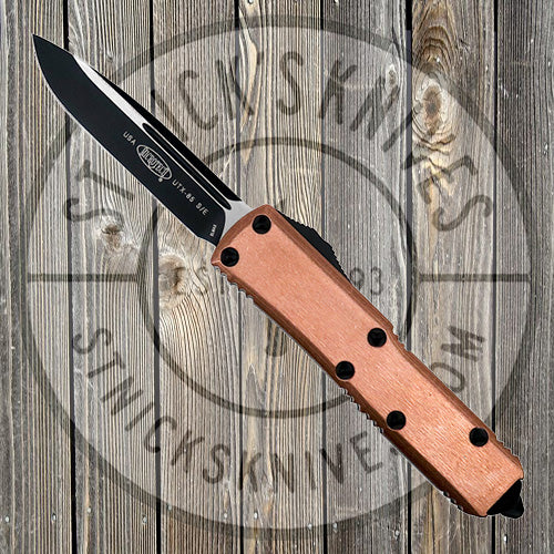 Microtech - UTX-85 - Single Edge - Black Hardware - Standard Edge - Copper Top Chassis - 231-1CP