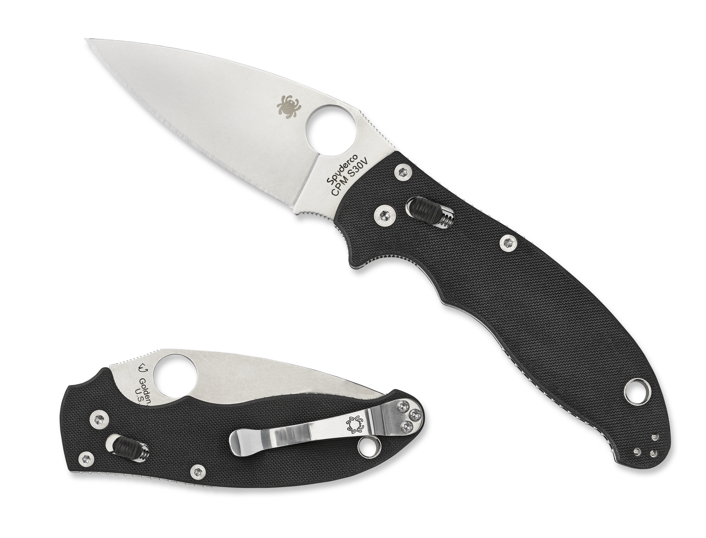 Spyderco Manix 2 - Black G10 Handle - CPM-S30V Blade - C101GP2