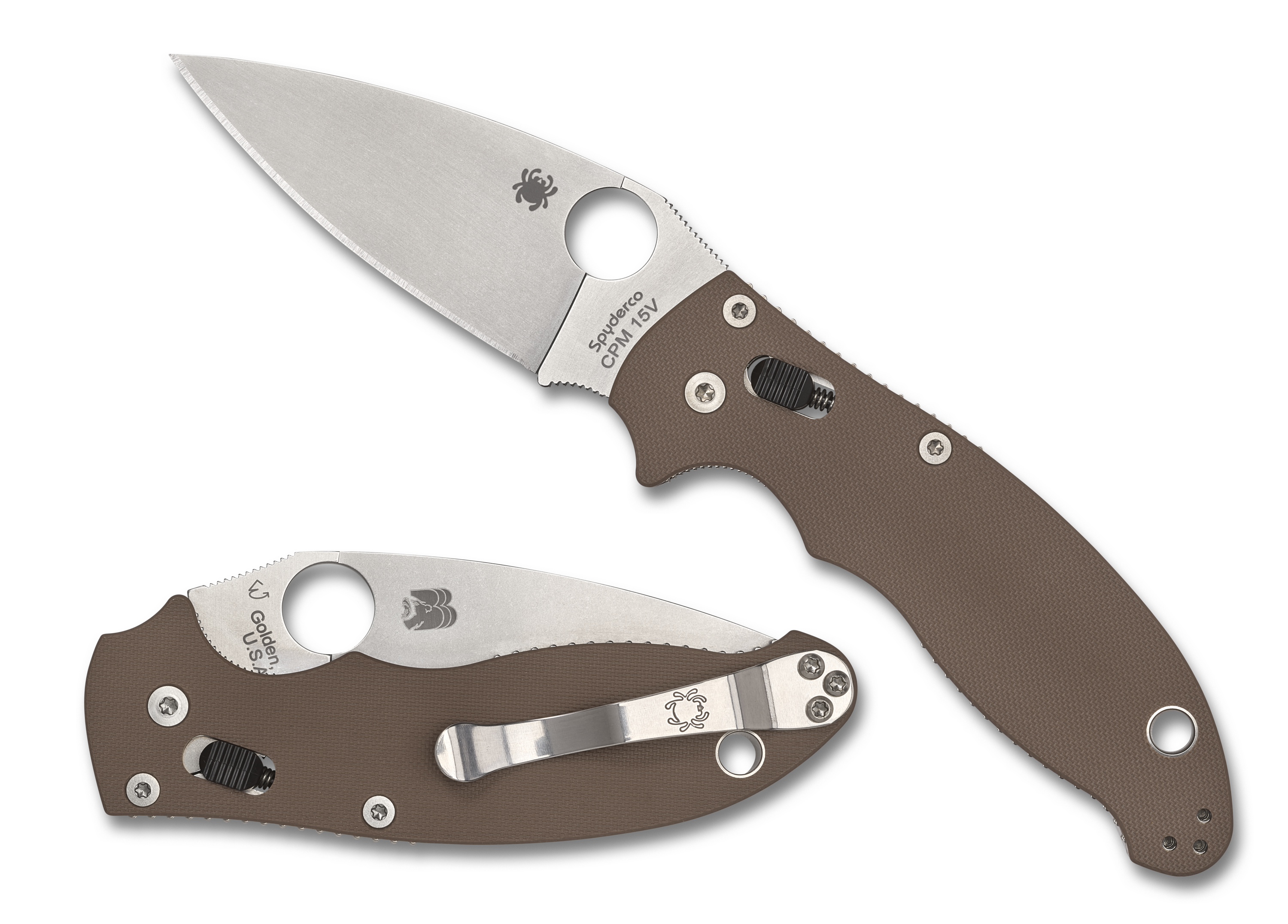 Spyderco Manix 2 - Brown G10 - CPM-15V - Sprint Run - C101GPBN15V2