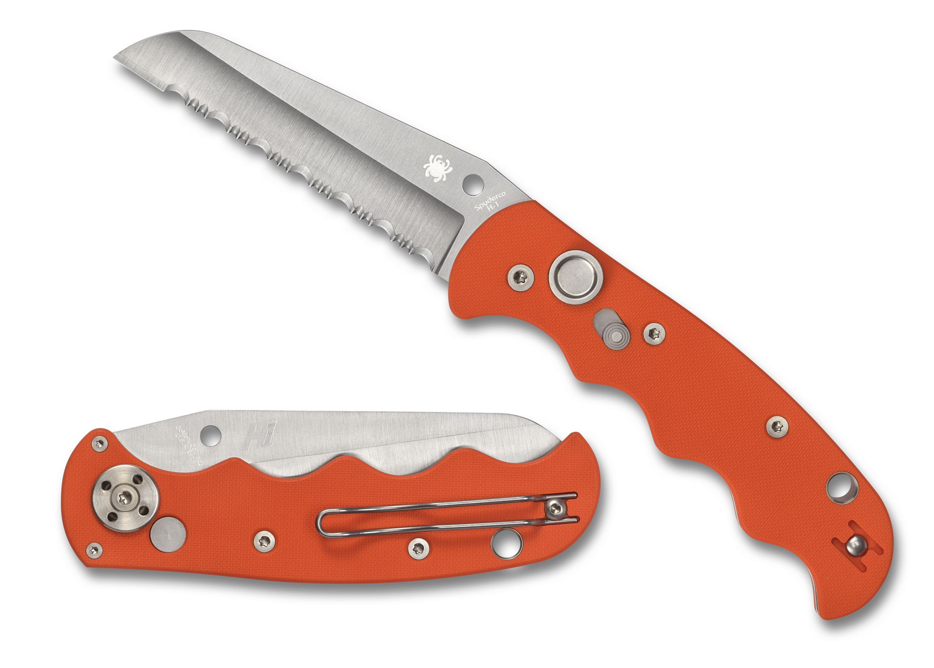 430 ウルフェナイト オレンジ アリゾナ産 Spyderco Autonomy - Automatic - Orange G10 Handle - Serrated H1