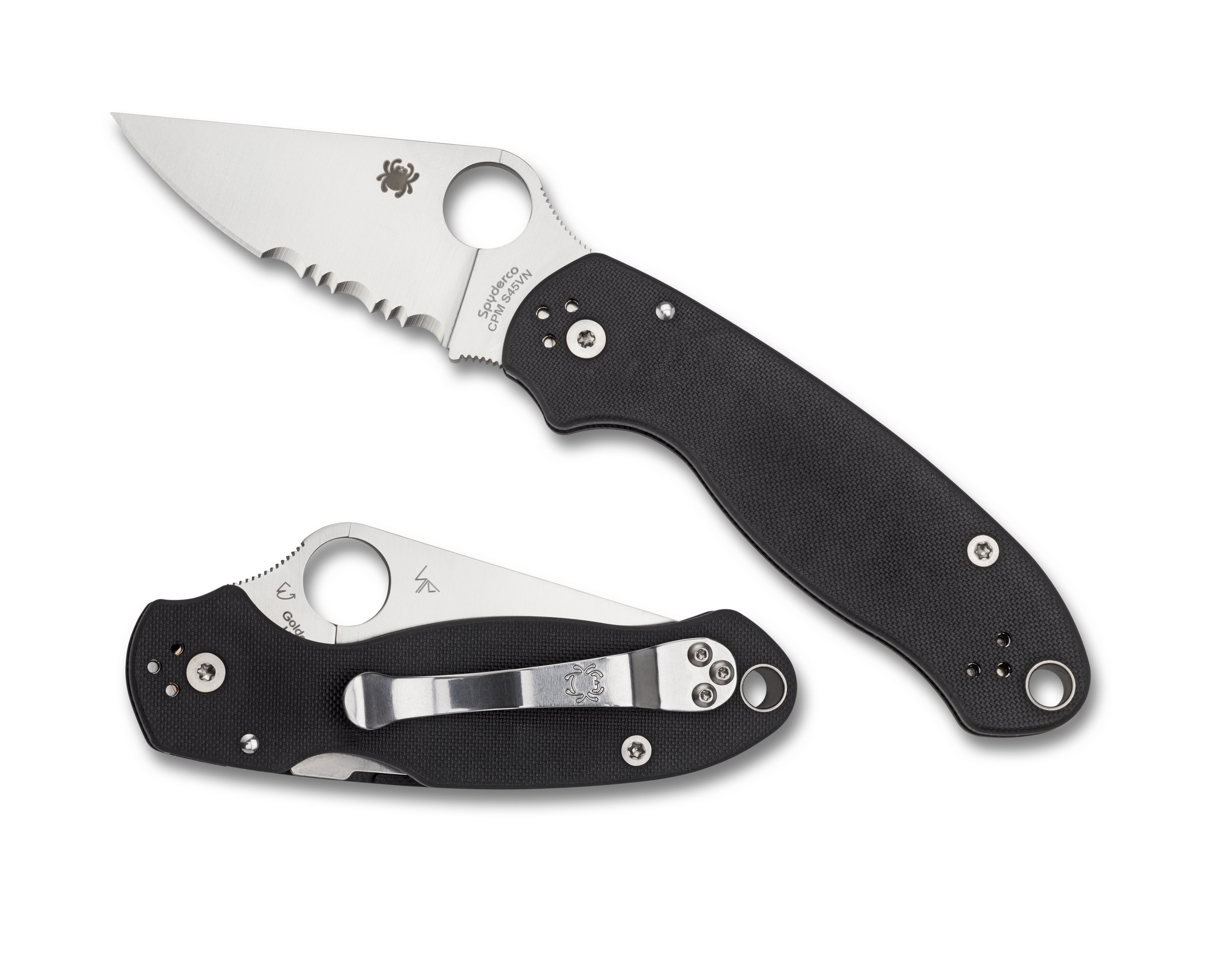 Spyderco Para 3 - Black G10 Handle - Partially Serrated Blade 
