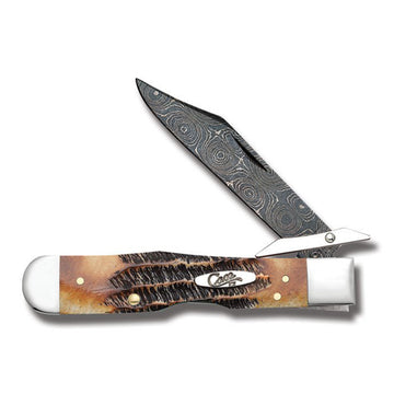 Case - 6.5 Bone Stag - Blued Raindrop Damascus - Cheetah - 34801