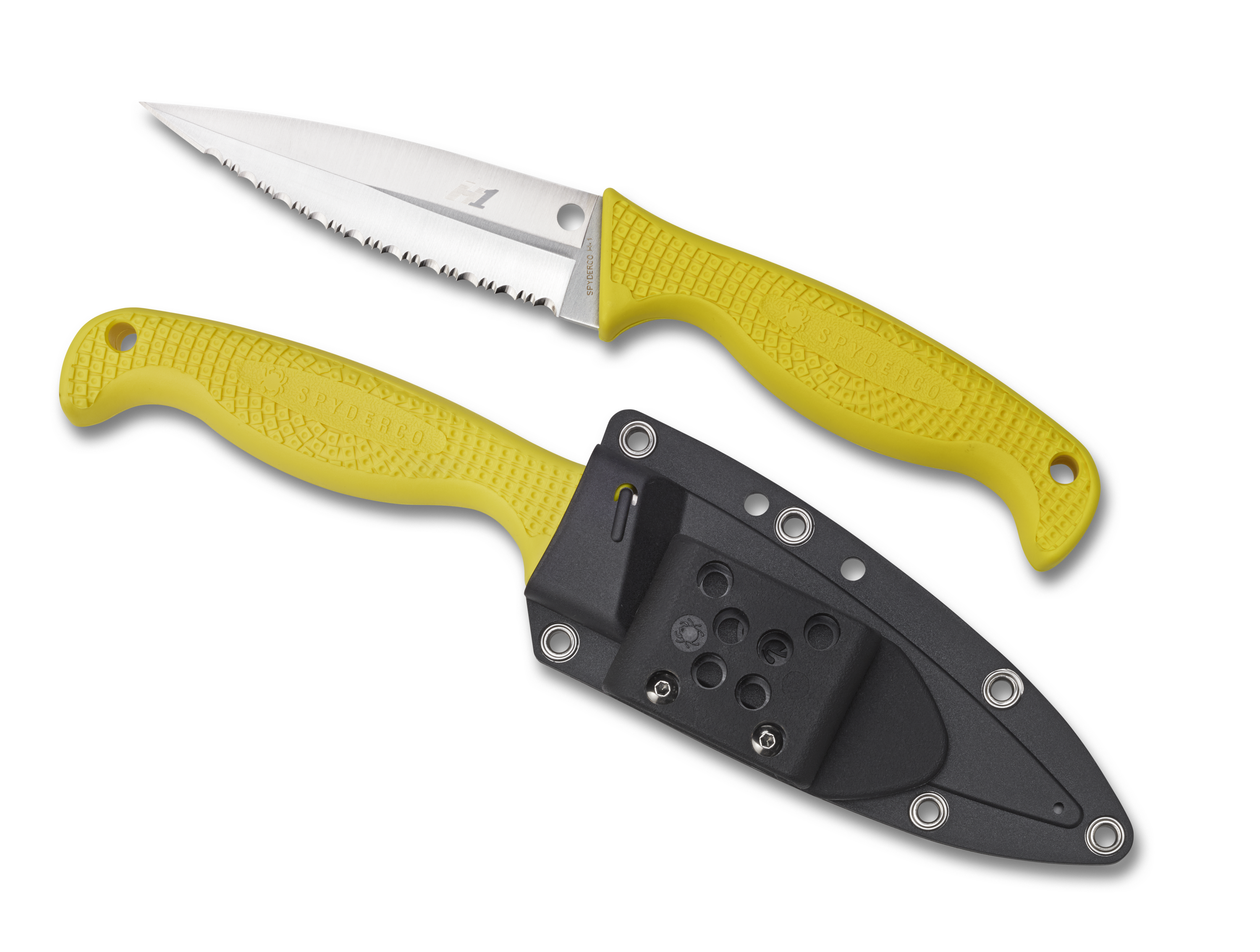 Spyderco Fish Hunter - Fully Serrated H1 - Yellow FRN - FB40YL