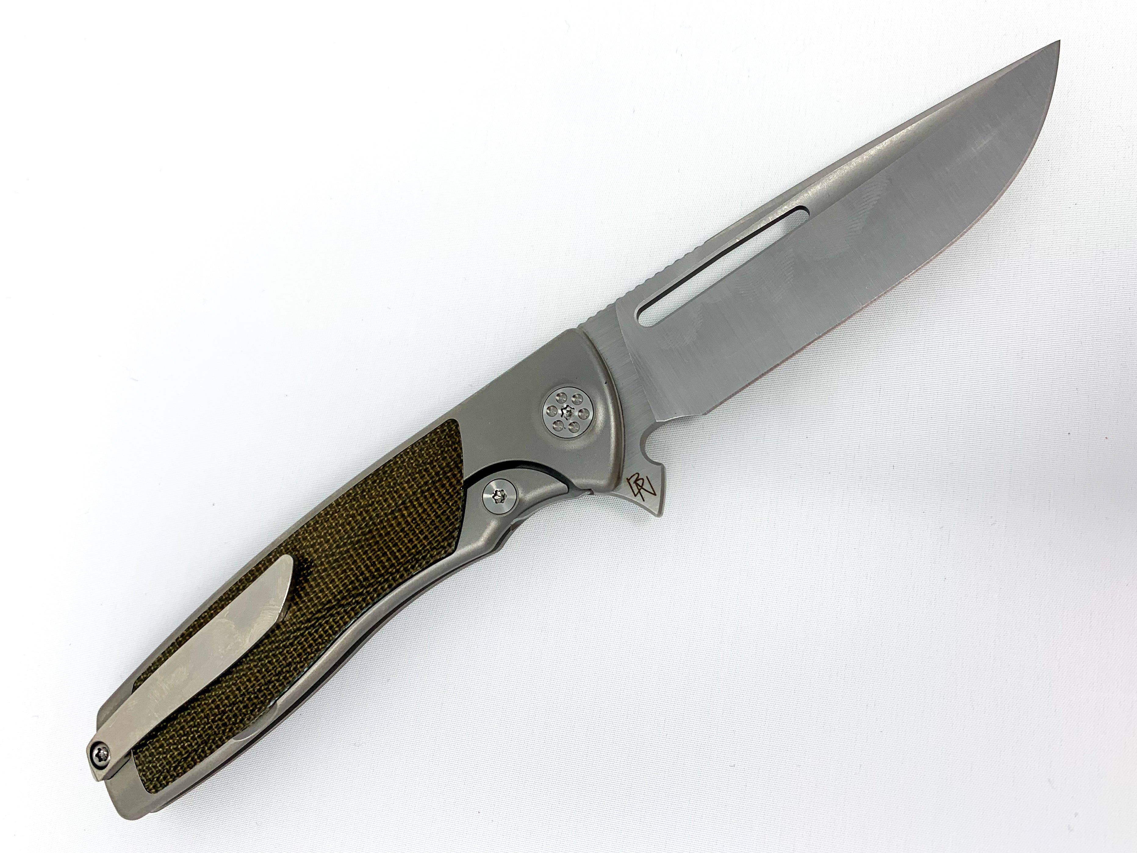 Sharp By Design Mini Evo - M390 Drop Point Blade - Green Micarta Inlay - Titanium Handle - 0