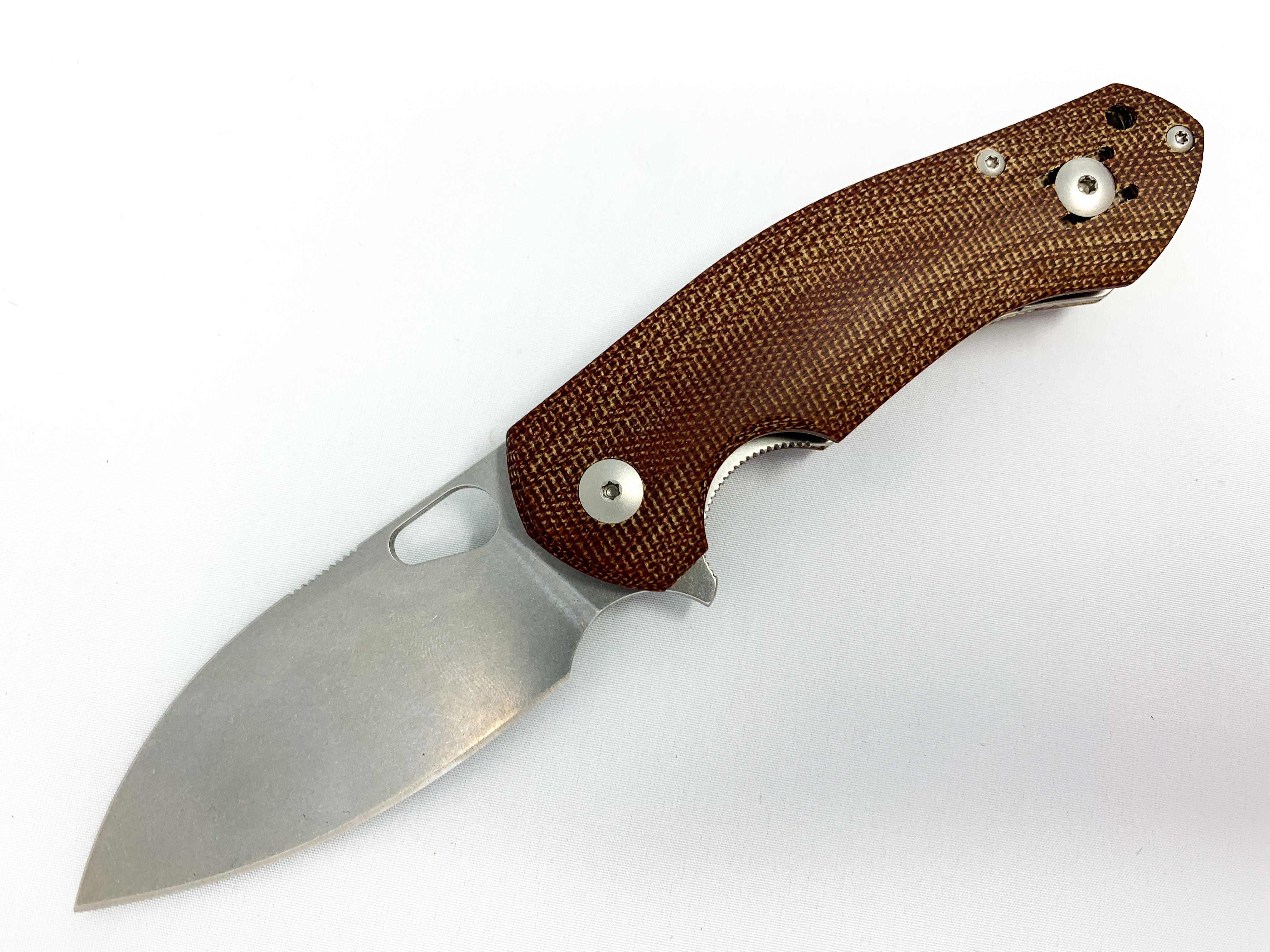 GiantMouse ACE Biblio - Natural Canvas Micarta Handle - M390