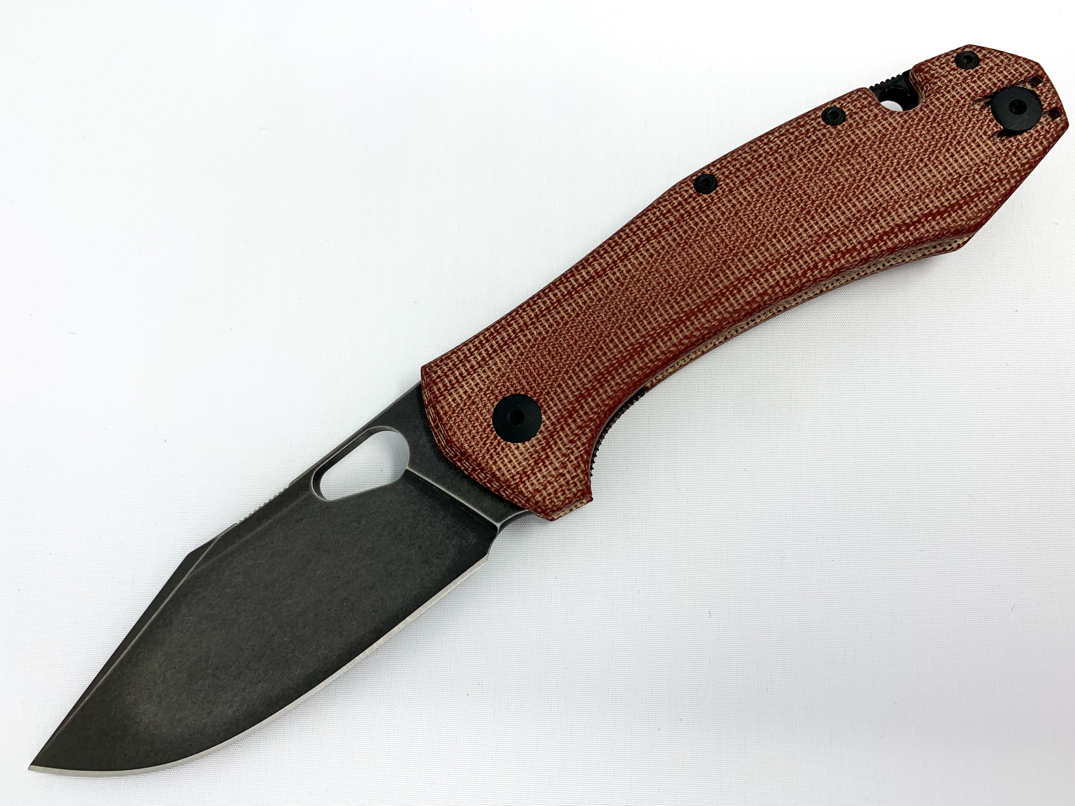 GiantMouse ACE Grand - Red Canvas Micarta - Black PVD Stonewashed