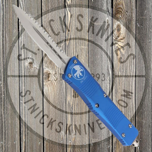 Microtech - Combat Troodon - Satin Standard - Double Edge - Fully Serrated - Blue - 142-6BL