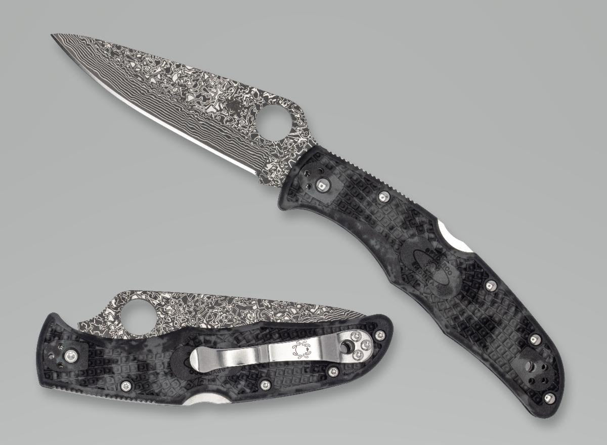 Spyderco Endura 4 - Damascus Blade - Black and Grey ZOME Handle