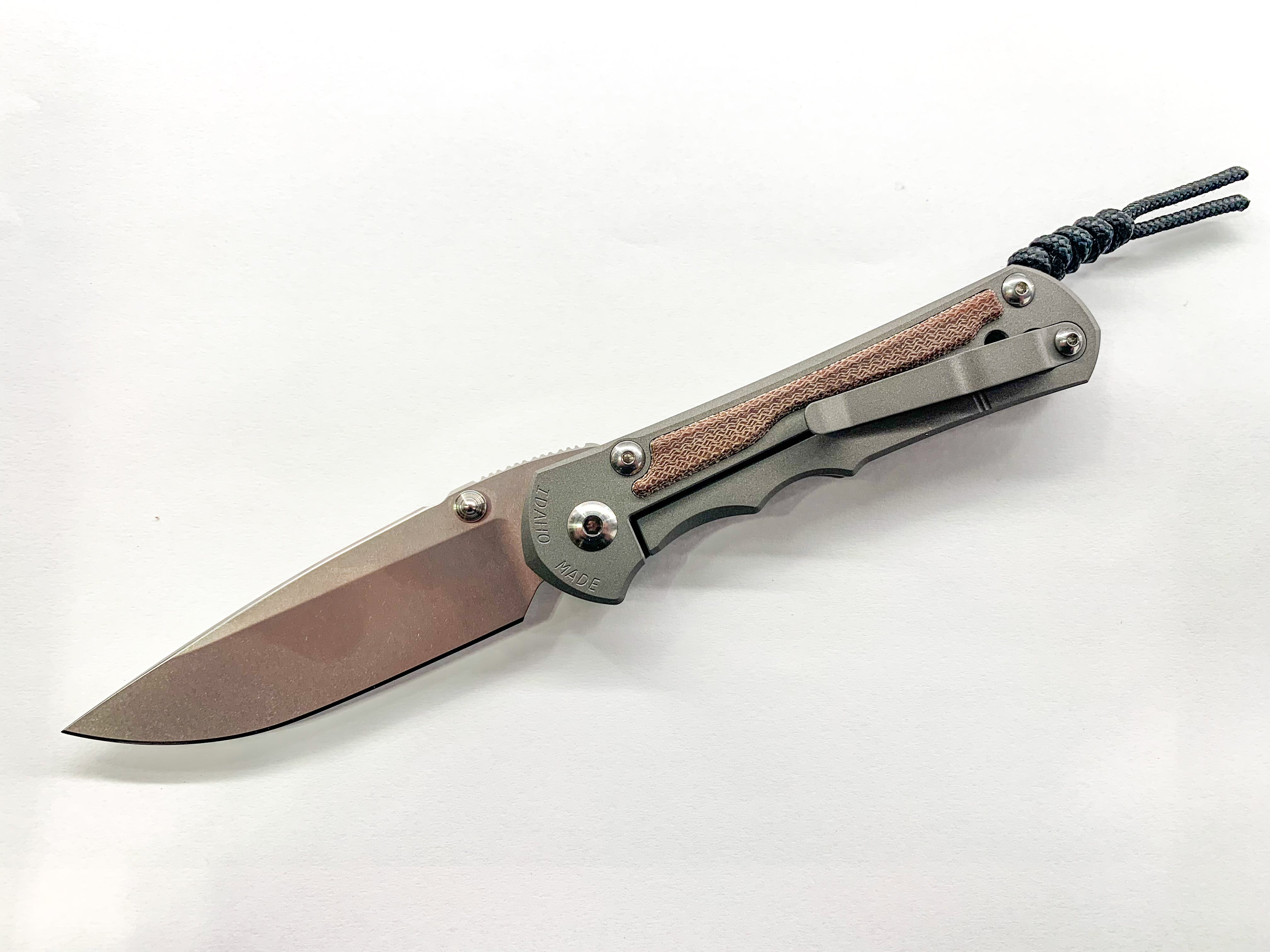 Chris Reeve Knives Large Inkosi - Left Handed - Drop Point Blade - Natural Canvas Micarta Inlay - LIN-1015