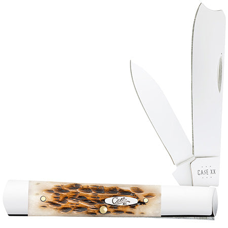 Case Razor Folding Knife - Amber Bone Peach Seed Jig - 10722