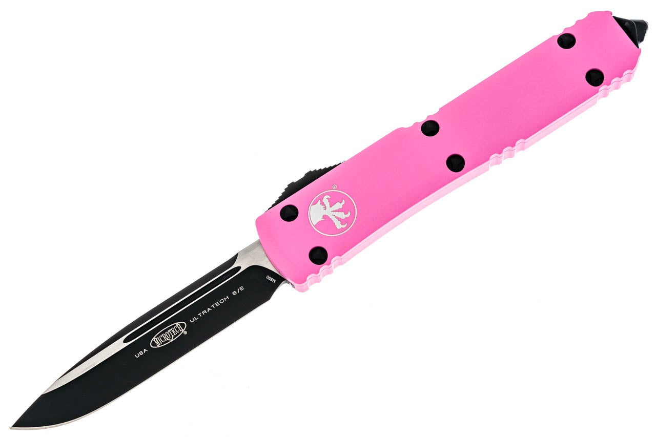 Microtech Ultratech - Single Edge Black Blade - Pink Chassis - 121-1BPK