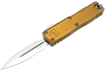 Microtech UTX-85 Gen IV - Tan Handle -  D/E Stonewashed Blade - 12324-10TA
