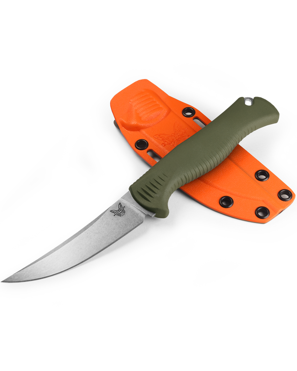 Benchmade Meatcrafter 4" - OD Green Santoprene Handle - CPM-154 - Fixed Blade - 15505