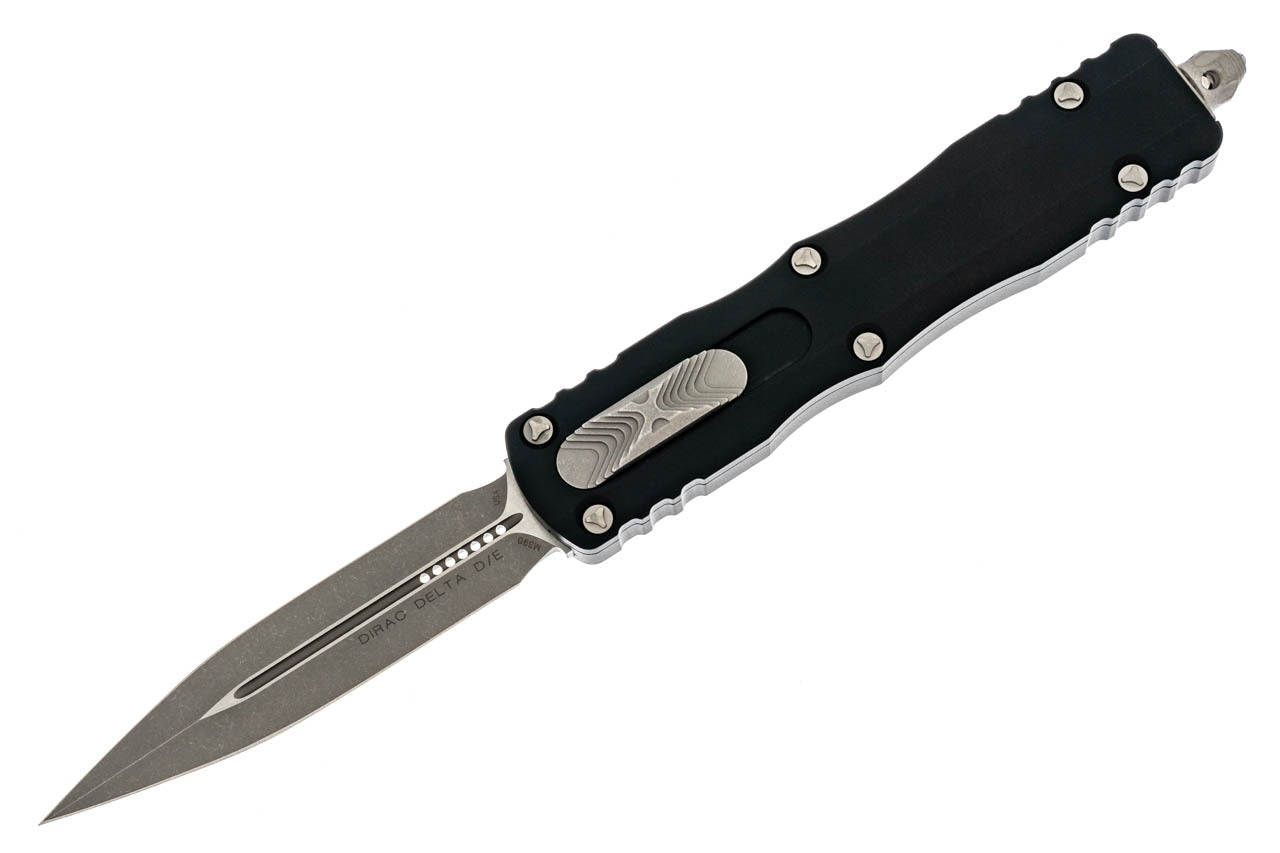 Microtech Dirac Delta - Double Edge Apocalyptic Blade - Black Handle - 227-10AP