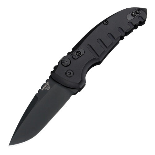 Hogue Knives A01-Microswitch Auto - Drop Point CPM-154 Black Cerakote Blade - Black Aluminum Handle - 24116