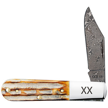 Case Barlow - Burnt Natural Bone - Deep Canyon Jig - Damascus Blade - 27232