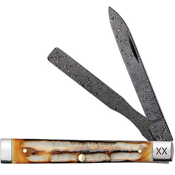 Case Baby Doc - Burnt Natural Bone - Deep Canyon Jig - Damascus Blade - 27234