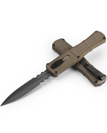 Benchmade Claymore OTF - Automatic - Ranger Green Grivory Handle - Serrated CPM-D2 - 3370SGY-1