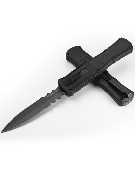 Benchmade Claymore OTF - Automatic - Black Grivory Handle - Serrated CPM-D2 - 3370SGY