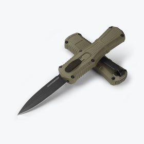 Benchmade Mini Claymore OTF - Automatic - Ranger Green Grivory Handle - Plain CPM-D2 - 3375GY-1
