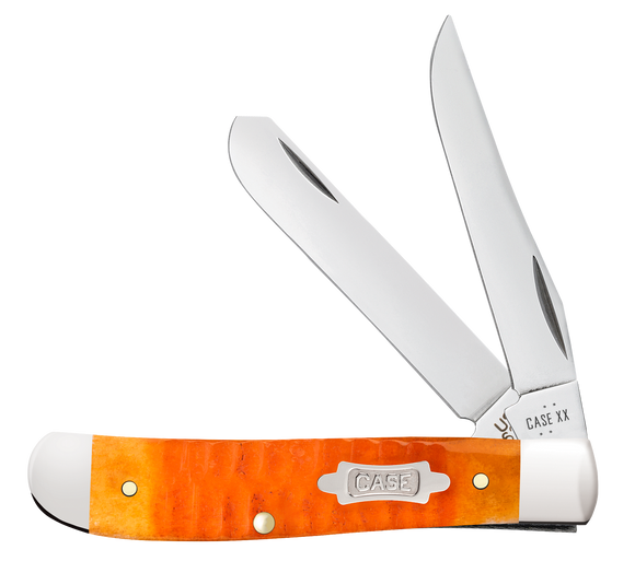 Case Mini Trapper - Persimmon Orange Gator Jig Bone - Carbon Steel Blades - 38071 - SNK/WTO - Home Office