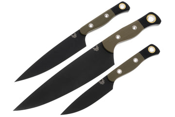 Benchmade 3 Piece Kitchen Knife Set - OD Green G10 - DLC Blades - 4000BK-01