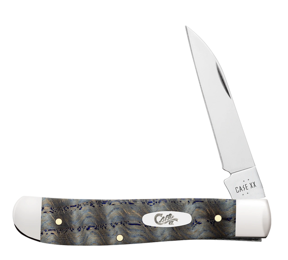 Case Mini Trapper - Smooth Blue Curly Oak Wood Handle - Tru-Sharp Steel - 47491 - SNK/WTO - Home Office