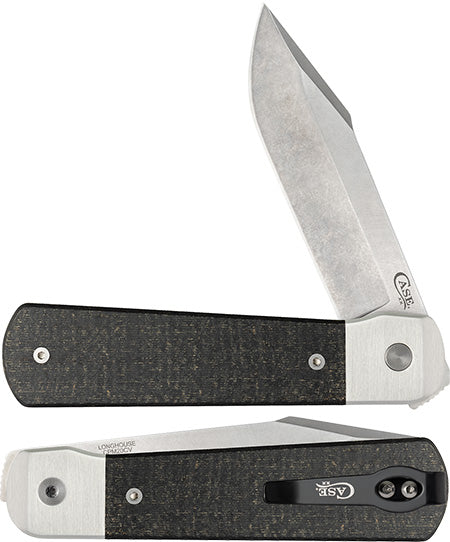 Case Knives Longhouse - Liner Lock - CPM-20CV - Black Burlap Micarta - 50190