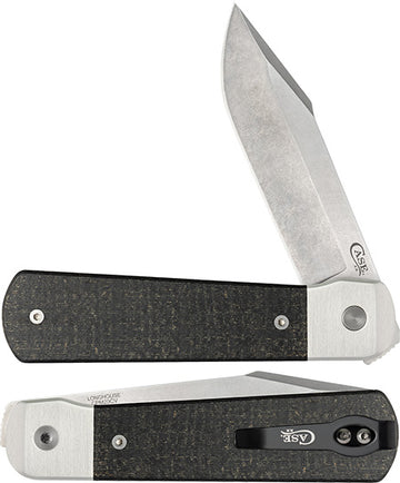 Case Knives Longhouse - Liner Lock - CPM-20CV - Black Burlap Micarta - 50190