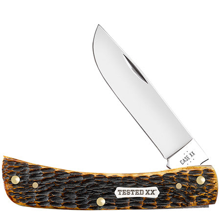 Case Sod Buster Jr - Jigged Burnt Amber Bone - Carbon Steel - 51394