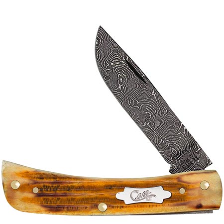 Case Sod Buster Jr. - Burnt Goldenrod Damascus - Second Cut Jig - 52421