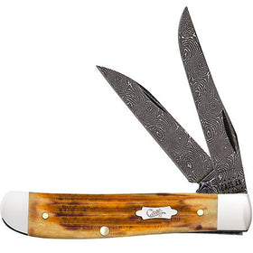 Case Mini Trapper - Burnt Goldenrod Damascus - Second Cut Jig - 52422