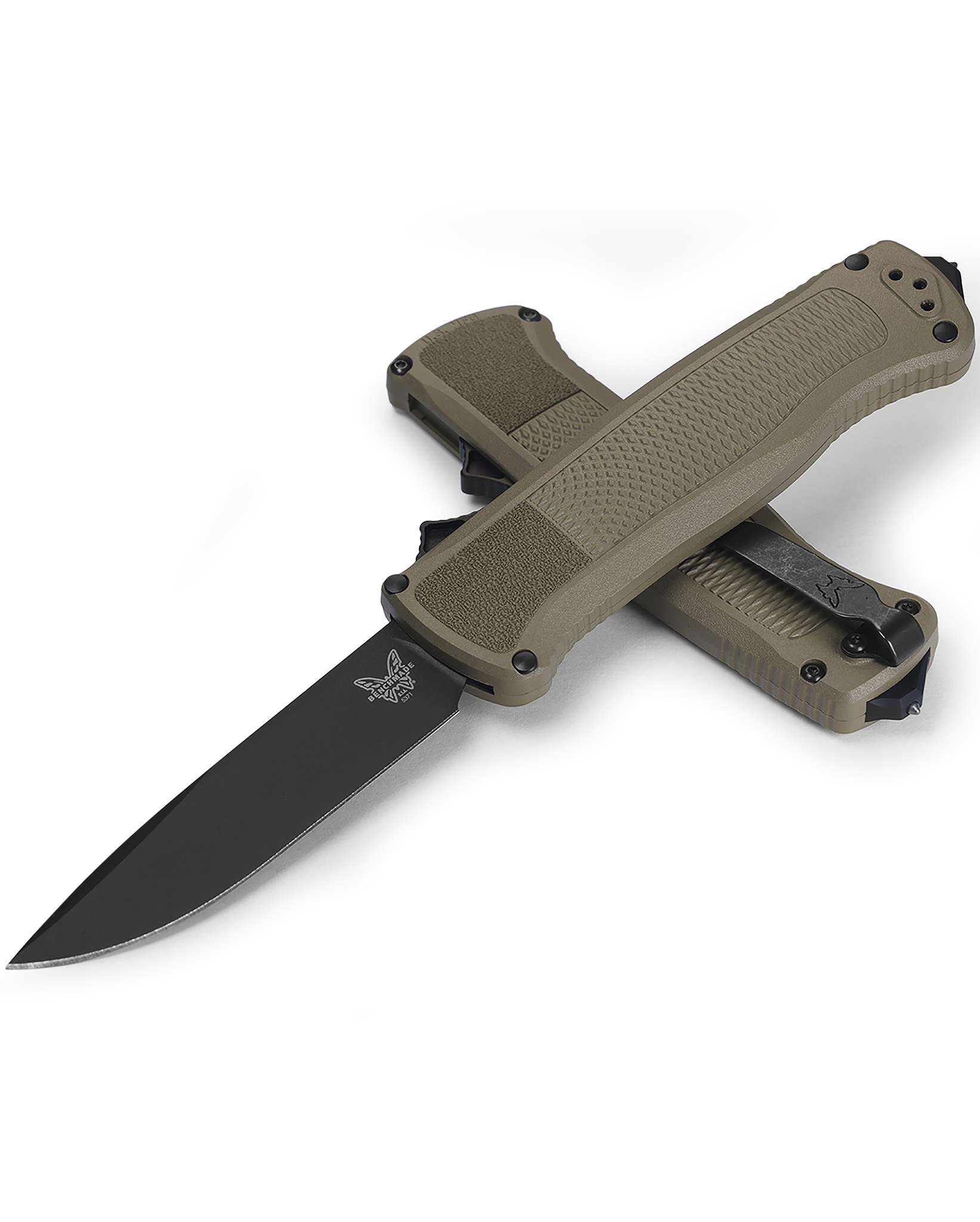 Benchmade Shootout - D/A OTF - Drop Point - Automatic - Ranger Green Handle - 5371BK-01