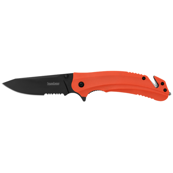 Kershaw Barricade Serrated - Orange Handle - Black Oxide 8Cr13MoV Blade - 8650ST