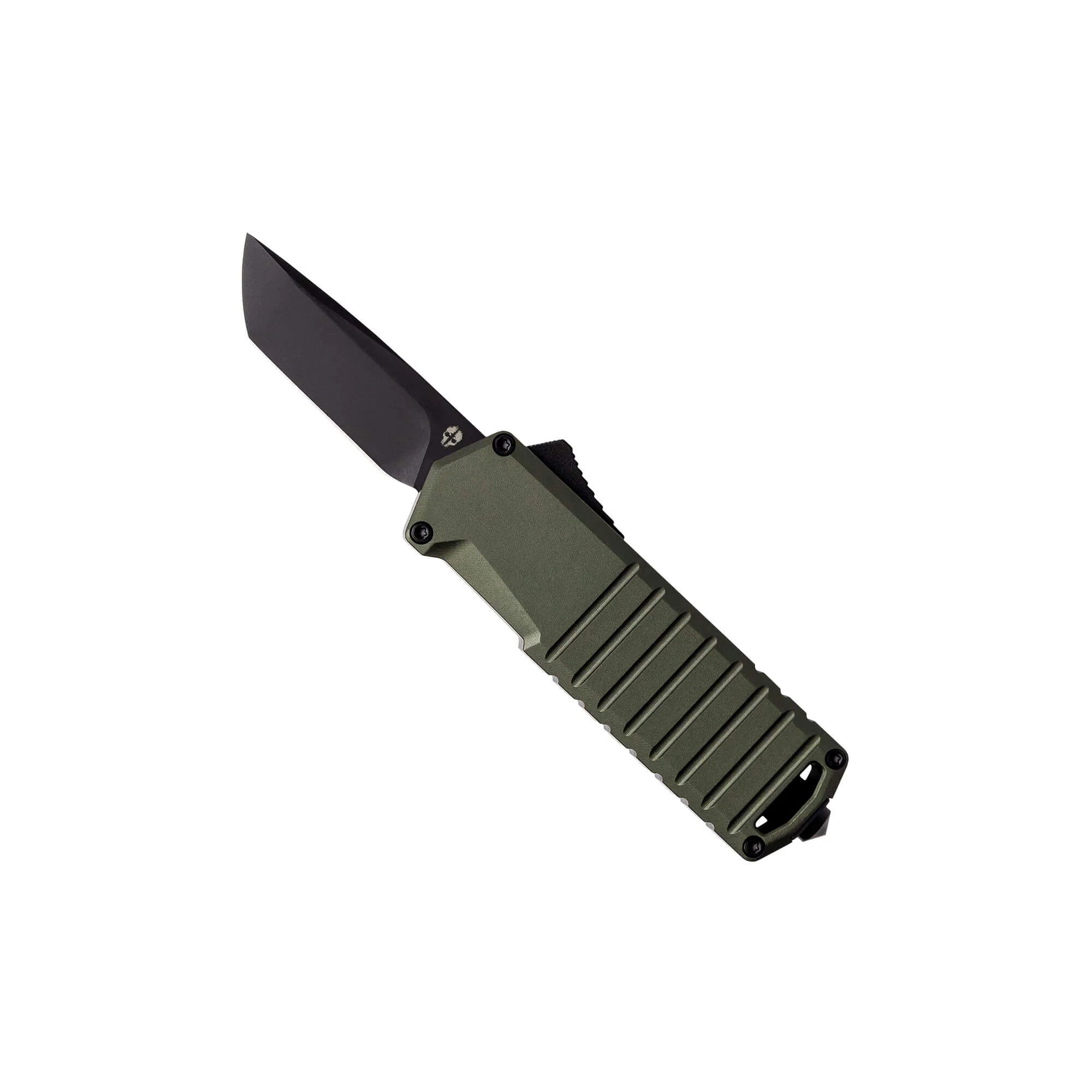Tekto Knives A2 Badger - Automatic - OD Green Aluminum - Black D2 Steel Blade