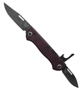 Benchmade Weekender Slip Joint - Burgundy Micarta Scales - Blackwash Clip Point, Drop Point S90v Blade - 317BK-2