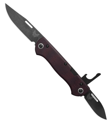Benchmade Weekender Slip Joint - Burgundy Micarta Scales - Blackwash Clip Point, Drop Point S90v Blade - 317BK-2