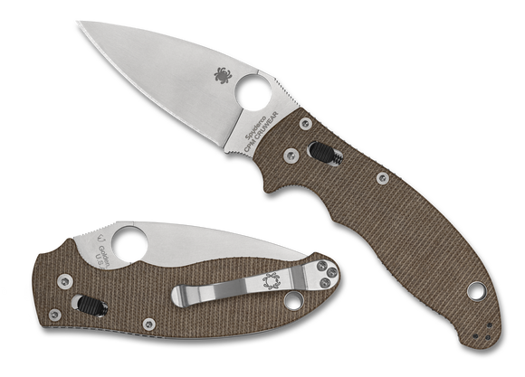Spyderco Manix 2 - Brown Canvas Micarta - CPM-CRUWEAR - C101MPCW2