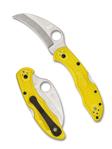 Spyderco Tasman Salt 2 Lightweight - Yellow FRN Handles - H-2 Satin Hawkbill Blade - C106PYL2