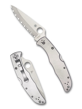 Spyderco Endura 4 - Stainless Steel Handles - Satin Serrated Blade - C10S