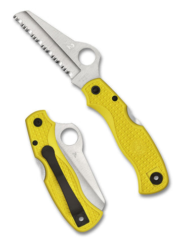 Spyderco Saver Salt - Yellow FRN Handles - H-2 Serrated Blade -
