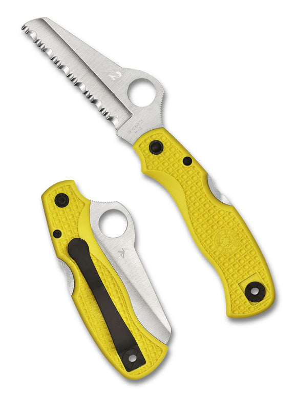 Spyderco Saver Salt - Yellow FRN Handles - H-2 Serrated Blade -